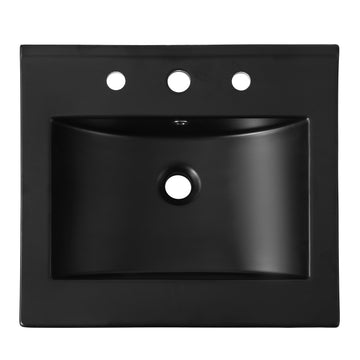 Ancillary 3-Hole 20 in. W x 18.25 in. D Classic Contemporary Rectangular Ceramic Single Sink Basin Vanity Top - JONATHAN Y